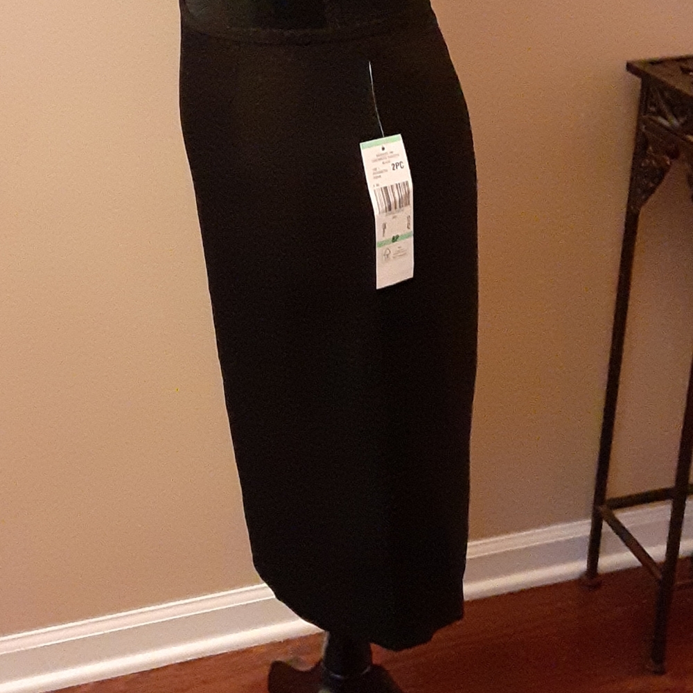 Le Suit Luxemburg Garden black textured fully lined pencil skirt size 8P New… - Picture 5 of 7